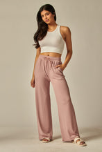 Load image into Gallery viewer, Stretchy Ribbed Drawstring Pocket Wide Leg Pants
