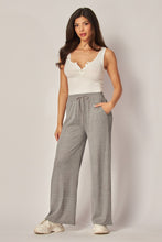 Load image into Gallery viewer, Stretchy Ribbed Drawstring Pocket Wide Leg Pants