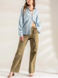 Striped Button Down Shacket