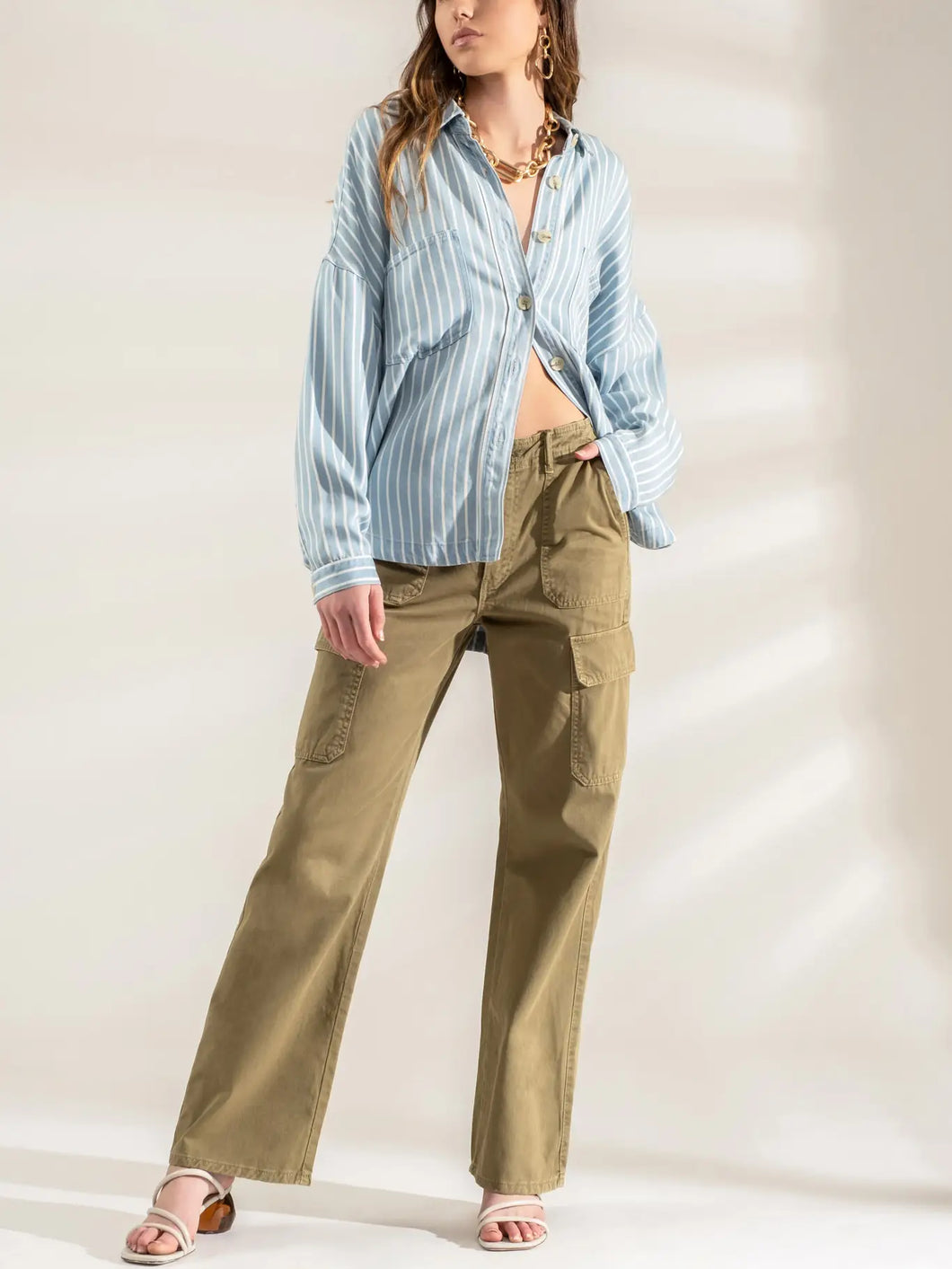 Striped Button Down Shacket
