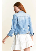 Load image into Gallery viewer, Classic Distressed Denim Jacket