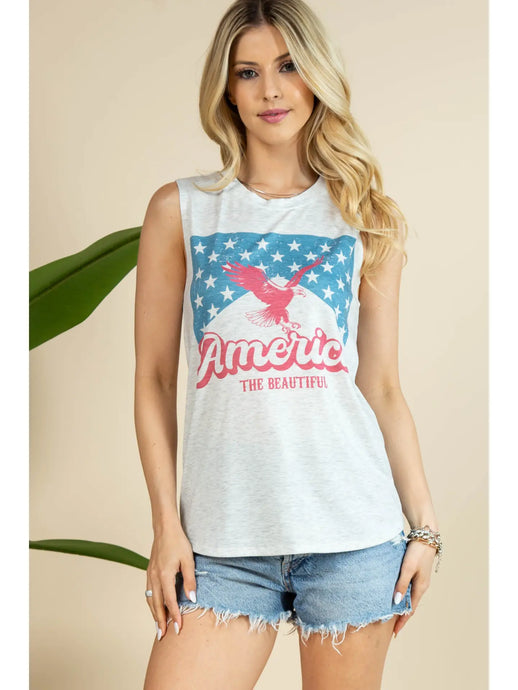 GIANA America the Beautiful Graphic Sleeveless Top