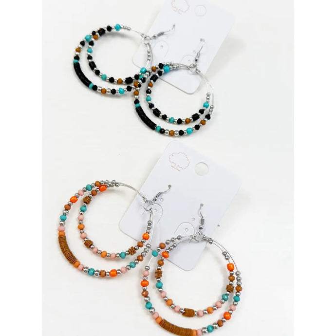 Bohemian Round Circle Hoop Dangle Drop Earrings