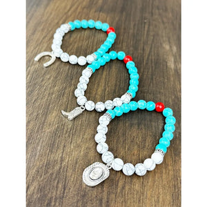 Western Cowboy Mix Charms with Turquoise Bracelets