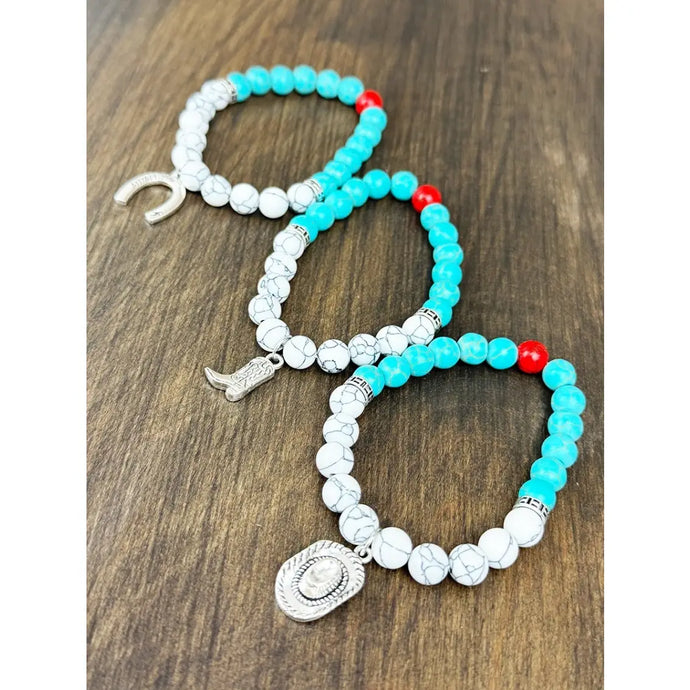 Western Cowboy Mix Charms with Turquoise Bracelets