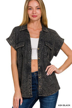 Load image into Gallery viewer, Washed Linen Button Down Batwing Sleeve Shirt