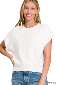 Round Neck Short Dolman Sleeve Sweater