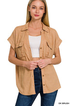 Load image into Gallery viewer, Washed Linen Button Down Batwing Sleeve Shirt