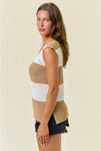 Load image into Gallery viewer, Scoop Neck Wide Striped Sweater Tank w/ Side Slit