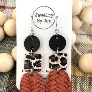 Black, Leopard & Rust Earrings