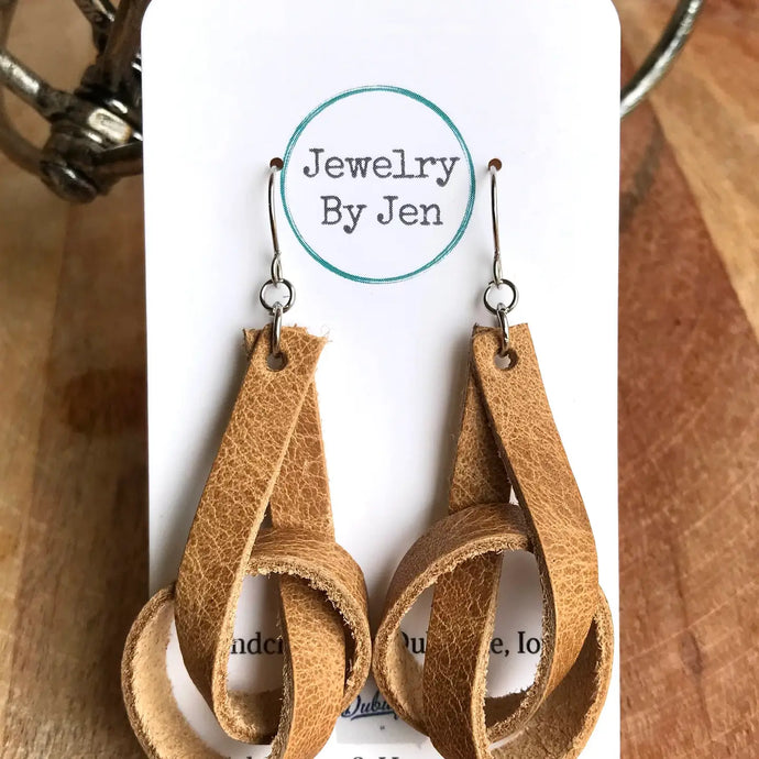 Knot Earrings: Weathered Tan