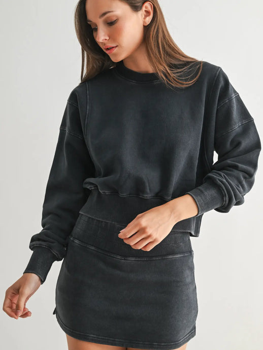 Mineral Wash Luxe Cropped Sweatshirt