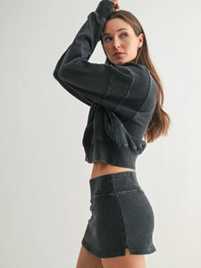 Mineral Wash Luxe Cropped Sweatshirt