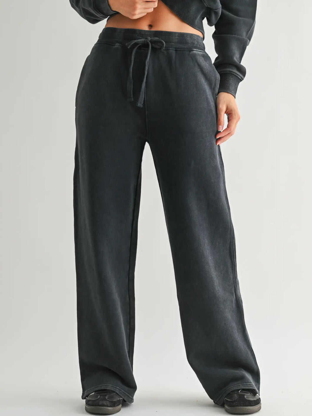 Mineral Wash Luxe Wide-Leg Sweatpants