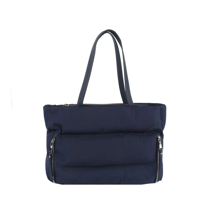 Puffy Front Zipper Tote with Crossbody Strap