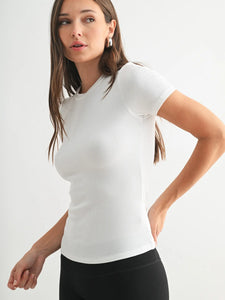 Essential Short-Sleeved Micro-Ribbed Athleisure Top
