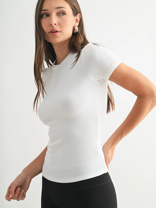 Essential Short-Sleeved Micro-Ribbed Athleisure Top