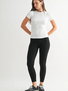 Essential Short-Sleeved Micro-Ribbed Athleisure Top