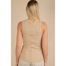 Load image into Gallery viewer, Striped Button Down Fitted Knit Tank Top