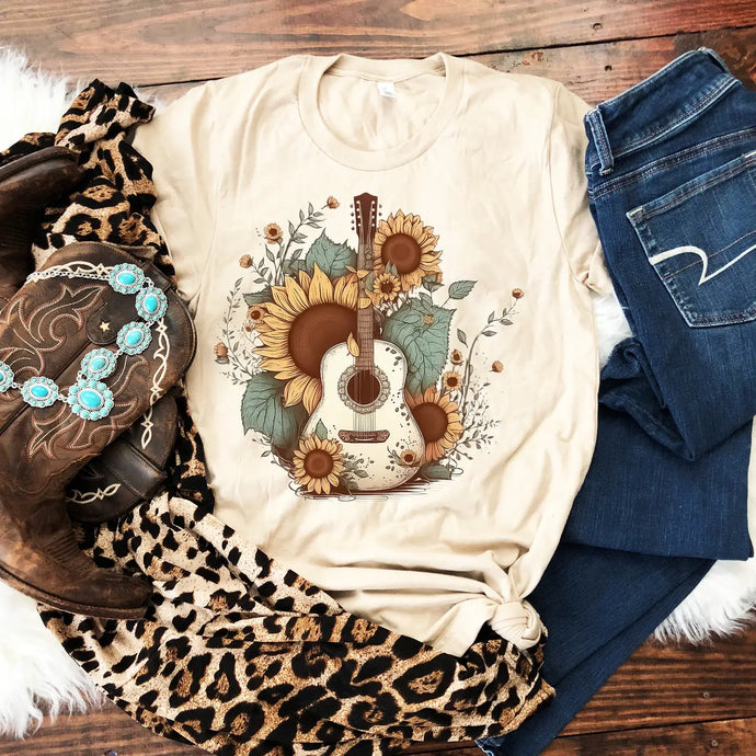 Sunflowers | Guitar | Boho | Country | Graphic Tee