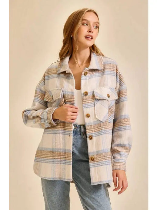 Fall Vibes Plaid Print Shacket