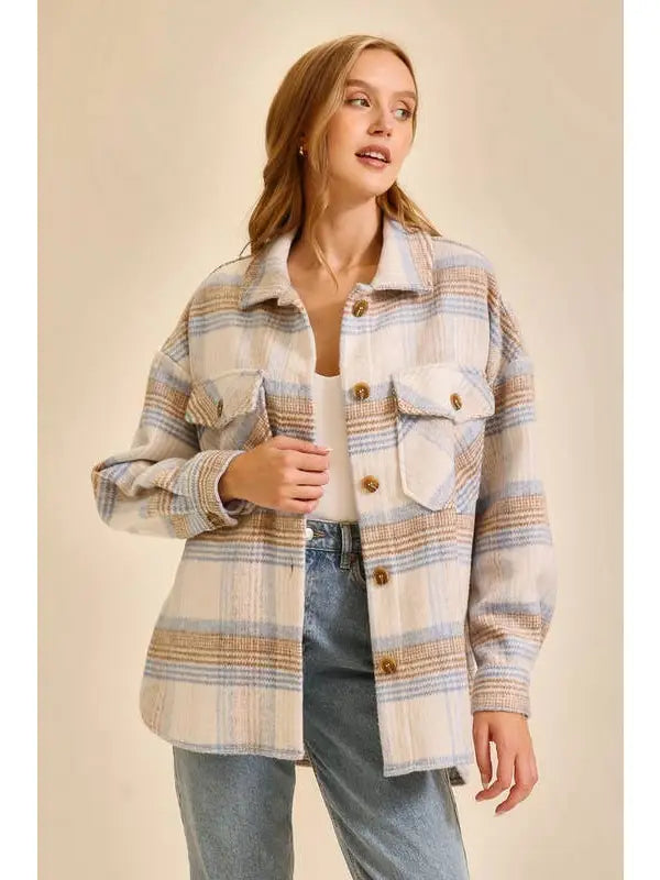 Fall Vibes Plaid Print Shacket