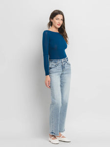 Tummy Control Mid Rise Slim Wide Jeans