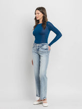 Load image into Gallery viewer, Tummy Control Mid Rise Slim Wide Jeans