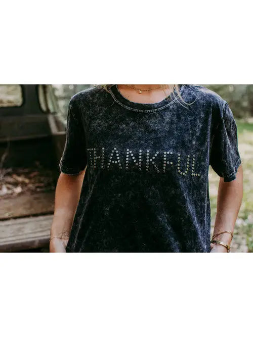 Thankful Acid Washed Studs Tee