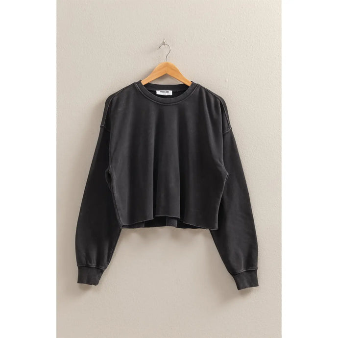 Mineral Washed Sweatshirt with Raw Hem