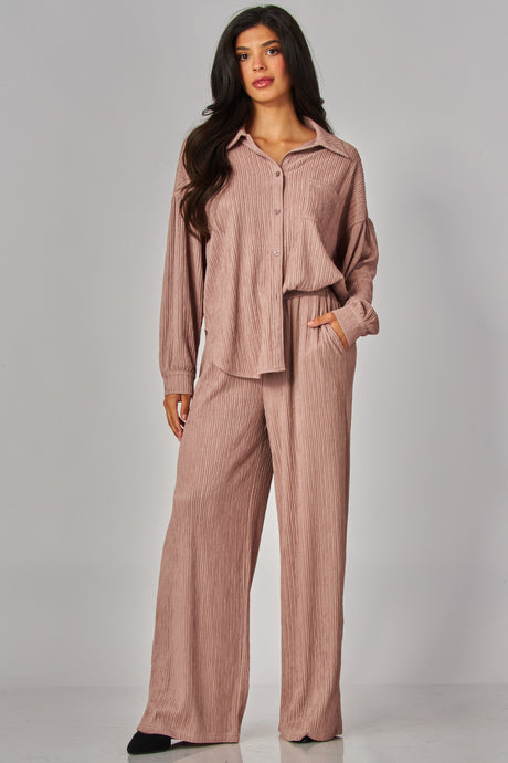 Crinkled Plisse Loungewear Bottoms with Pockets