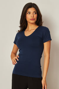 Seamless V Neck Short Sleeve Top