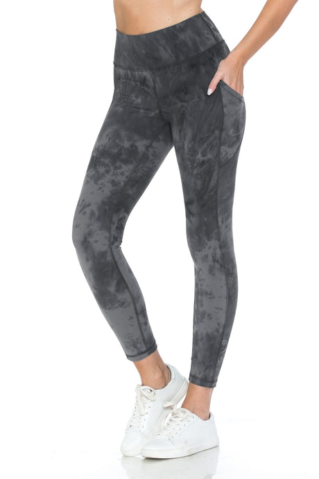 Nylon Active 7/8 Length Leggings W Side Pockets
