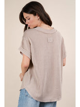 Load image into Gallery viewer, Soft Two Tone Casual Comfy Ribbed Knit Top