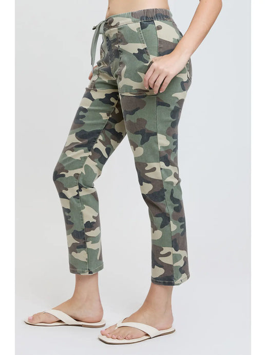 High Rise Pull On Straight Leg Camo Jogger