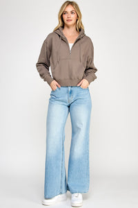Basic Fleece Half Zip Up Hoodie