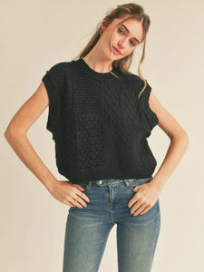 Mixed Cable Knit Pattern Sweater Vest