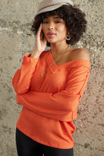 Load image into Gallery viewer, V Neck Drop Shoulder Solid Over Size Fit Knit Top