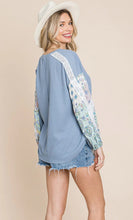 Load image into Gallery viewer, LONG DETAILED SLEEVE WAFFLE COLORBLOCK TOP