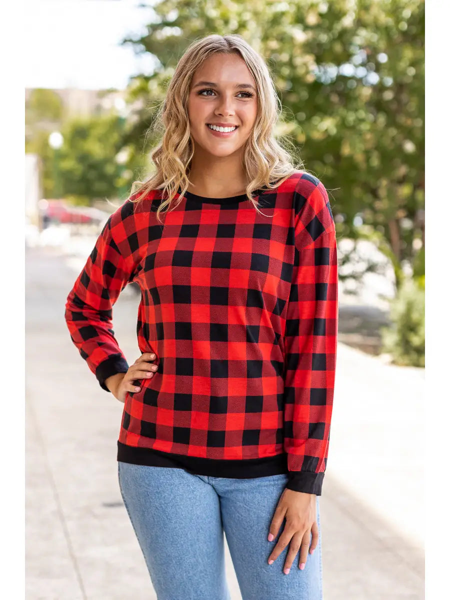 Plaid with Me Long Sleeve Top