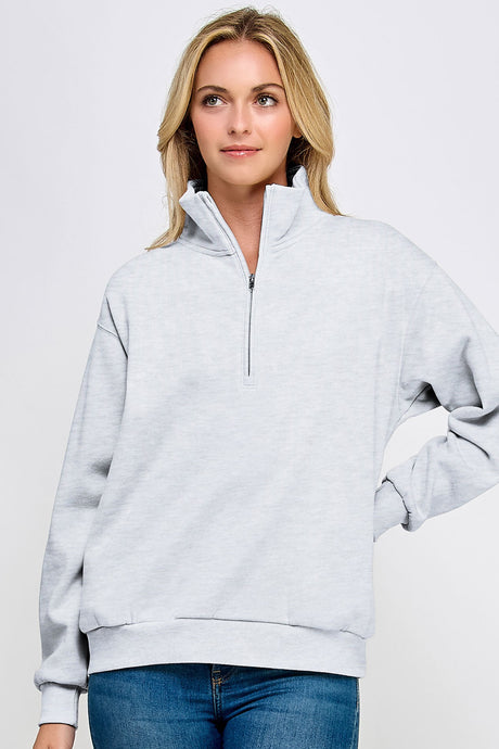 Fleece Half Zip Up With Mock Neck Collar