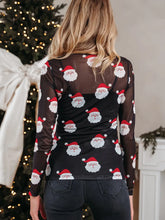 Load image into Gallery viewer, Christmas Santa Mesh Long Sleeve Top