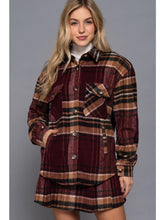 Load image into Gallery viewer, Plus Long Sleeve Wool Blend Plaid Button Down Jacket