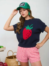 Load image into Gallery viewer, Strawberry Motif Short Sleeve Knit Pullover