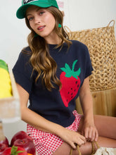 Load image into Gallery viewer, Strawberry Motif Short Sleeve Knit Pullover