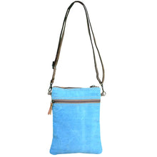Load image into Gallery viewer, Blue Canvas and Flowers Shoulder Bag