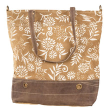 Load image into Gallery viewer, Tan Canvas with Floral Pattern Tote
