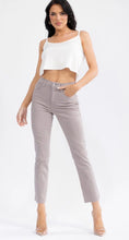 Load image into Gallery viewer, BUTTON CLOSURE POCKETS RAW EDGE STRAIGHT LEG DENIM PANTS