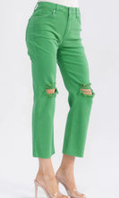 Load image into Gallery viewer, BUTTON CLOSURE POCKETS DISTRESS WIDE LEG DENIM PANTS