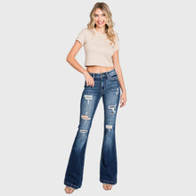 Load image into Gallery viewer, Destroyed Mid Rise Stretch Flare